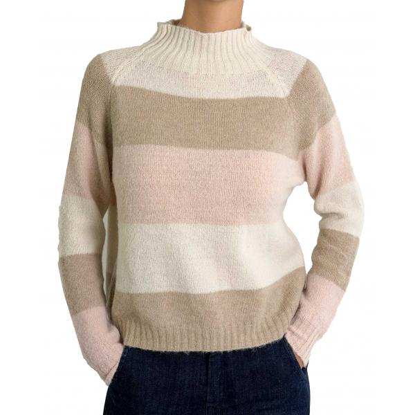 Maglione a righe collo alto